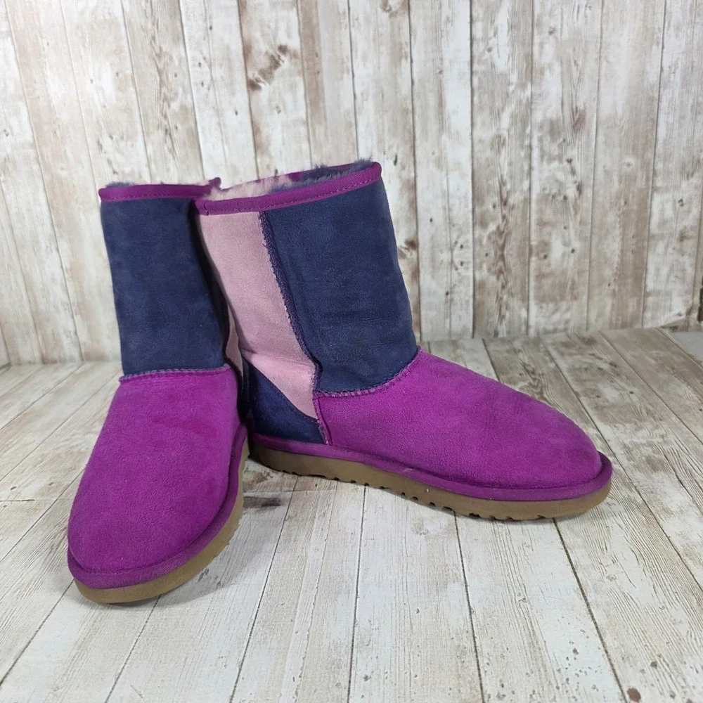 UGG Australia‎ Kids Classic Colorblock Boots Purple Pink Blue Size 6